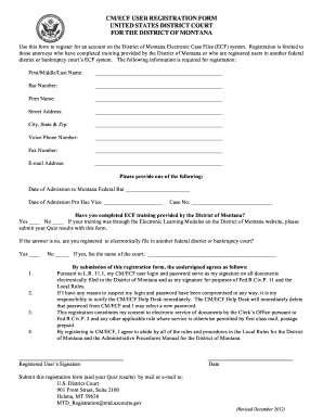 CM/ECF User Registration Form