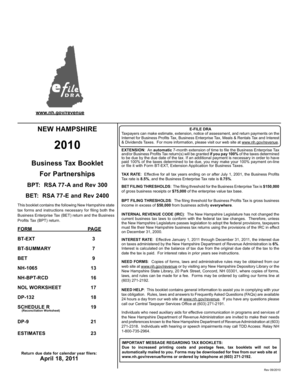 New Hampshire Business Tax Extension Application