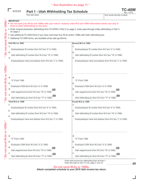 Utah Withholding Tax Schedule