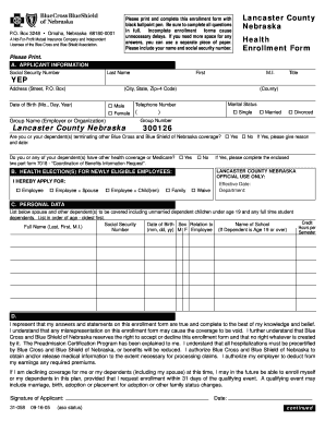 Blue Cross and Blue Shield of Nebraska Enrollment Form