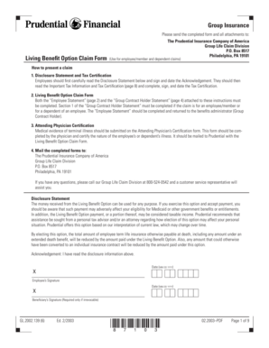 Living Benefit Option Claim Form