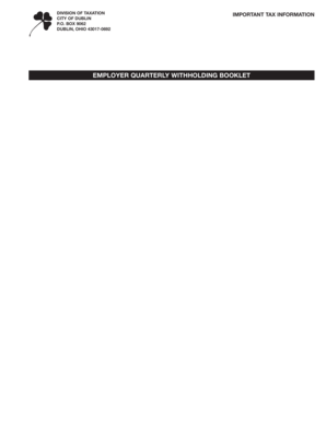 City of Dublin Employer Quarterly Withholding Booklet