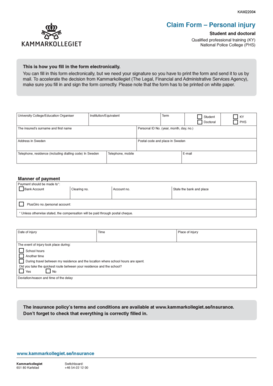 Personal Injury Claim Form