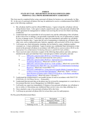 Utah DHS Personal Cell Phone Reimbursement Agreement