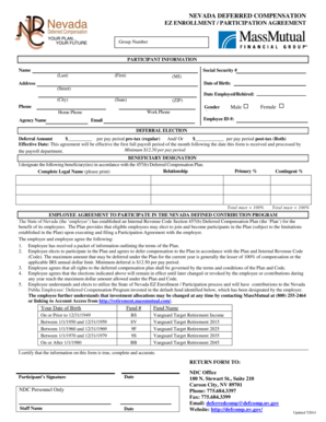 Nevada Deferred Compensation EZ Enrollment Agreement