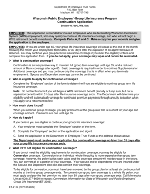 Wisconsin Public Employers’ Group Life Insurance Continuation Application