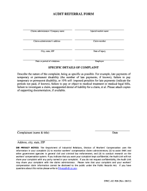 Workers' Compensation Audit Referral Form