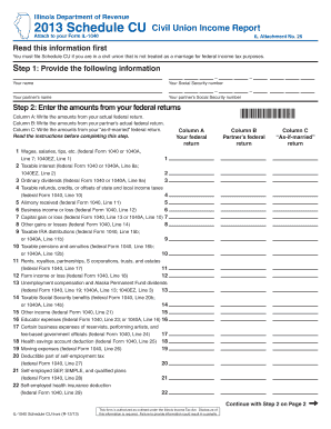Illinois Schedule CU Civil Union Income Report