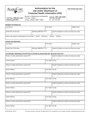 AlaskaCare Authorization for PHI Disclosure