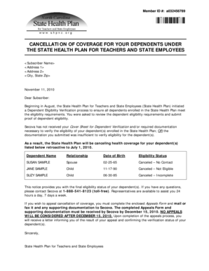 Dependent Benefit Cancellation Appeal Form