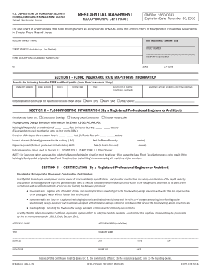 Residential Basement Floodproofing Certificate