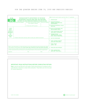 Massachusetts Quarterly Sales and Use Tax Return