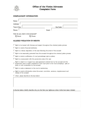 Office of the Victim Advocate Complaint Form