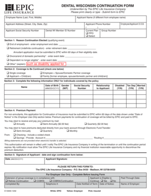 Dental Wisconsin Continuation Form