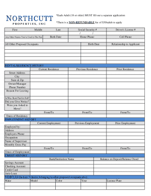 Residential Rental Application Form