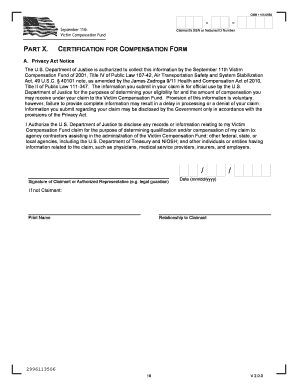 Victim Compensation Fund Claim Form