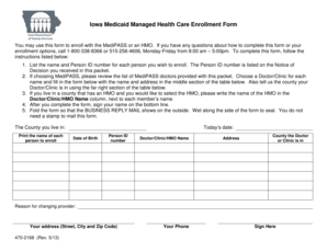 Iowa Medicaid Managed Health Care Enrollment Form