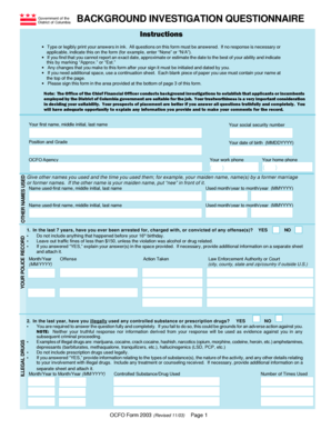 District of Columbia Background Investigation Questionnaire