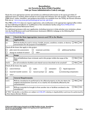 Texas Air Permits by Rule Checklist