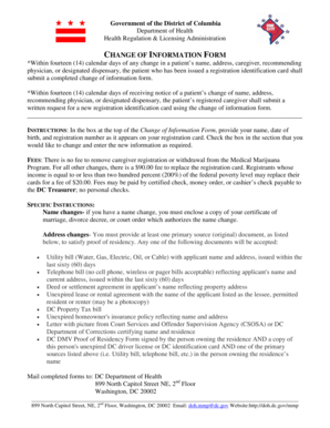 DC Medical Marijuana Change of Information Form