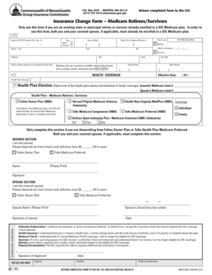 Medicare Change Form - Massachusetts Retirees