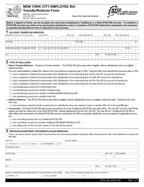 New York City Employee IRA Transfer/Rollover Form