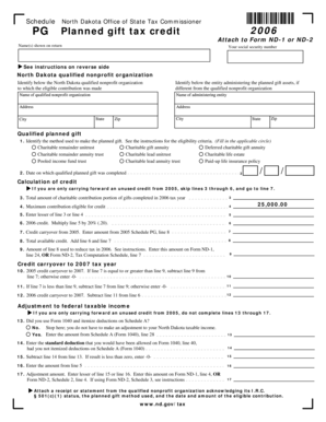North Dakota Planned Gift Tax Credit Form 2006