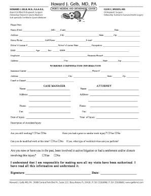 Orthopaedic Patient Intake Form