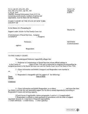 New York Support Petition Form 4-3a