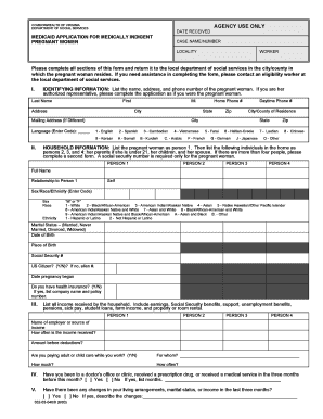Virginia Medicaid Application for Pregnant Women