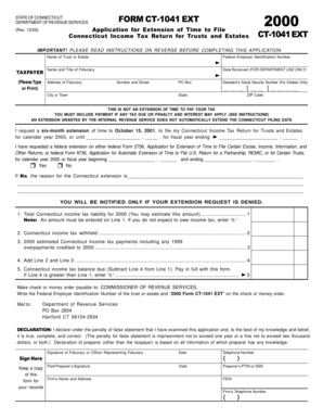 Connecticut Income Tax Extension Form CT-1041 EXT