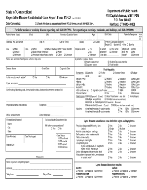 Connecticut Reportable Disease Confidential Case Report Form