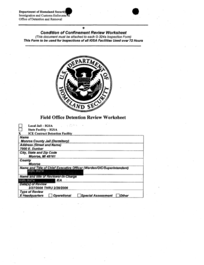 Condition of Confinement Review Worksheet