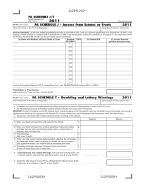 PA-40 Schedule J/T - Income from Estates or Trusts and Gambling Winnings