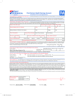 First Horizon Health Savings Account Enrollment Form