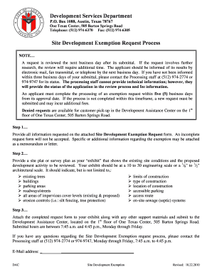 Site Development Exemption Request Form