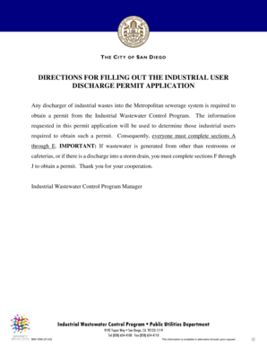 Significant Industrial User Discharge Permit Application