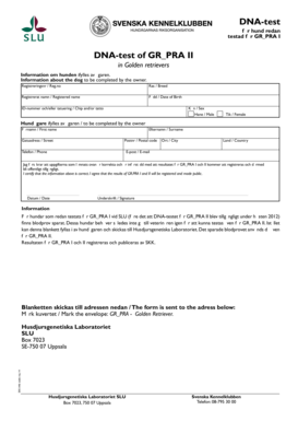 Golden Retriever GR_PRA DNA Test Form