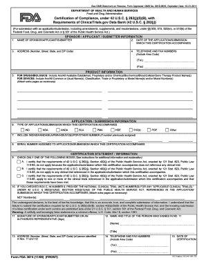 FDA Form 3674 Certification of Compliance