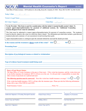 SOVA Mental Health Counselor's Report