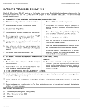 California Earthquake Preparedness Checklist