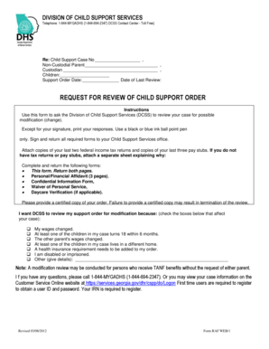 Request for Review of Child Support Order