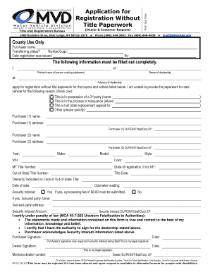 Montana Registration Without Title Application