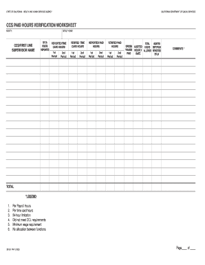 California CCS Paid Hours Verification Worksheet