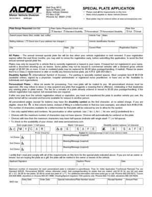 Arizona Special Plate Application