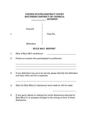 Rule 26(f) Report