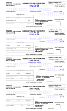 Kentucky 2008 Individual Income Tax Estimated Tax Voucher
