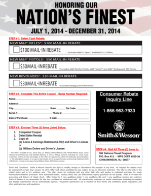 Smith & Wesson Military Rebate Form