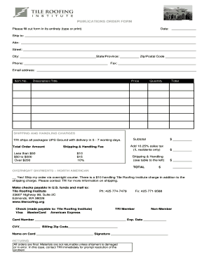 Publications Order Form