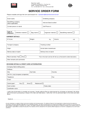 Resa Expo Logistic Service Order Form